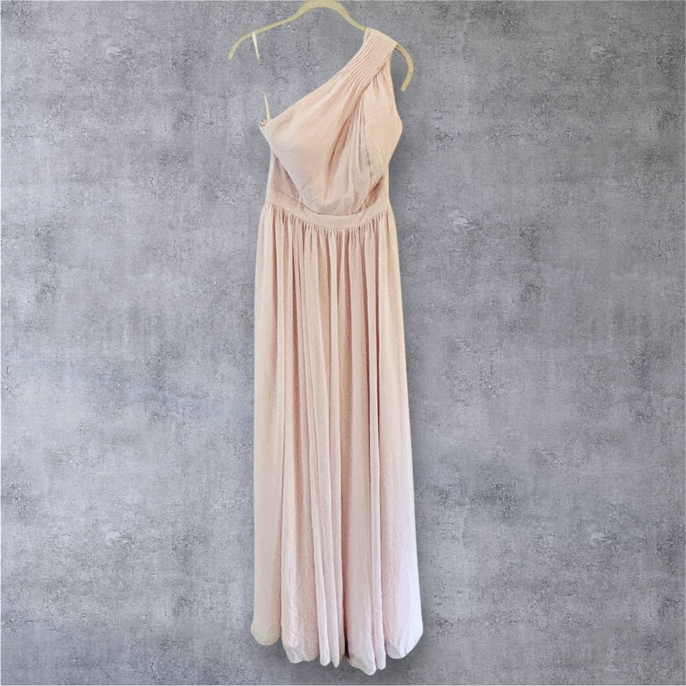 Ted Baker Dress Size 1 US 4 Pink One Shoulder Maxi Paradise Pleated Formal‎ Gown